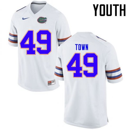 Youth Florida Gators #49 Cameron Town NCAA Nike White Authentic Stitched College Football Jersey IKV4362PV